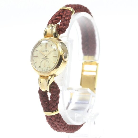 ROLEX Precision 4437 K18YG small second beige Dial Automatic Ladies Watch - Picture 2 of 9